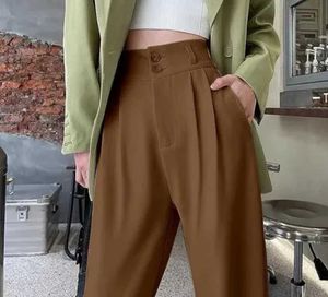 Brown Wide Leg Pleated Pants