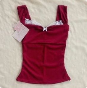 lace maroon coquette top