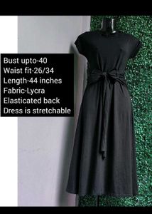 Black Tie Waist Midi Dress..