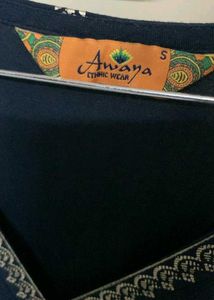 Navy Blue Kurta with Silver Embellishments