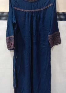 Blue Kurta with Gold Print