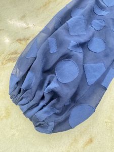 Sheer Blue Geometric Pattern Top