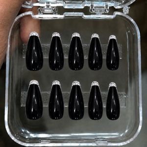 Black french Press-On Nails