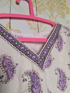 Purple Paisley Print short  Kurta