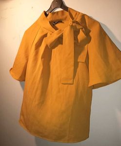 SHEIN Mustard Yellow Elegant Bow Top