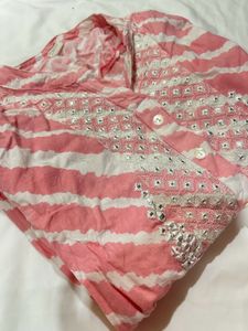 Elegant Pink Striped Kurta