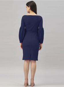 Elegant Navy Blue Wrap Dress❤️