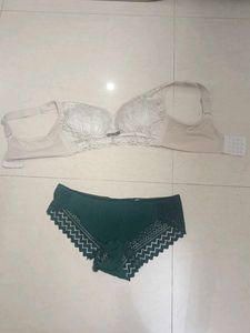 Lace Trim Bra and Panty Set