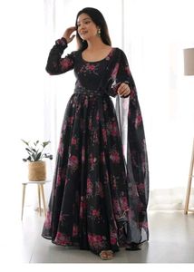 Floral Print Anarkali Gown