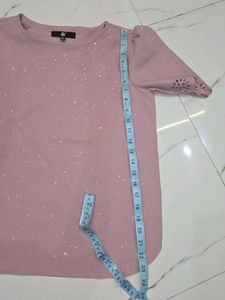 Mauve Shimmer Top with Laser-Cut Floral Slee