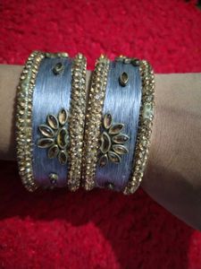 Grey &amp; Gold Bangle Set