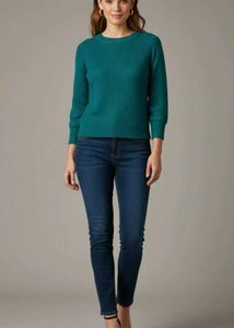Teal Ribbed Knit Sweater