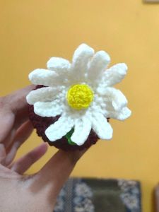 crochet daisy flower pot