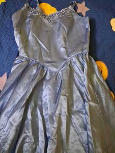 Elegant Blue Satin Dress