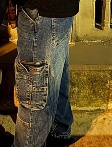 Blue Denim Cargo Pants