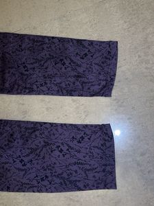Purple Floral Print Pants