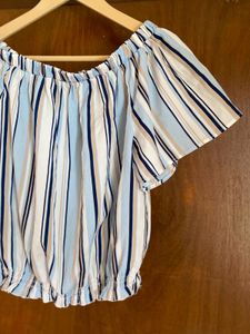 Striped Off-Shoulder Crop Top