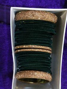 Green & Gold Embellished Bangle Set
