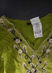 Lime Green Embroidered Kurta
