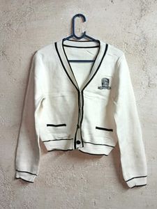 White Cropped Cardigan Sweater