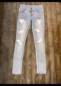 Light Blue Distressed Skinny Jeans