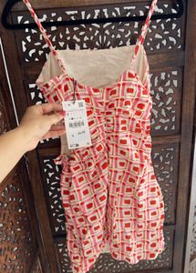 New Zara Celeb Style Cutout Printed Mini Dress