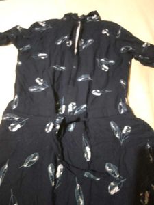 Kids Navy Feather Print Dress
