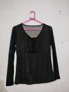 Sheer Striped Long Sleeve Top