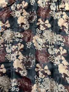 Floral Print Puff Sleeve Long Organza Kurta
