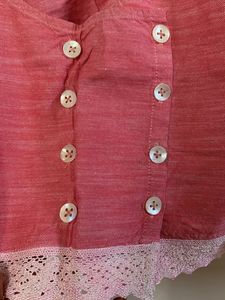 Pink Cropped Button Blouse