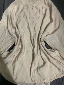 Cream Band Collar Loose Fit Blouse
