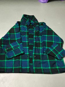 peacock blue & Green Plaid Flannel Shirt