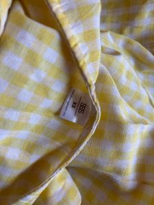 Cute Yellow Gingham Puff Sleeve Dress