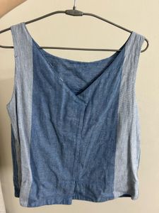 Blue Sleeveless Asymmetrical Top