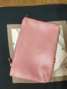 Leather travel pouch:- dusty mauve
