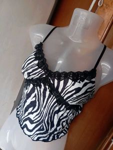 Zebra Print Lace Trim Cami Top