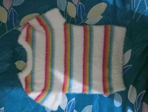 Fuzzy Striped Cropped Top