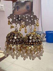 Elegant Jhumka Earrings with Pearls