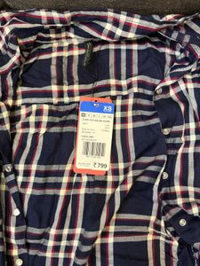 Navy Blue Plaid Casual Shirt