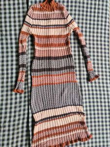 Striped Knit Bodycon Maxi Dress