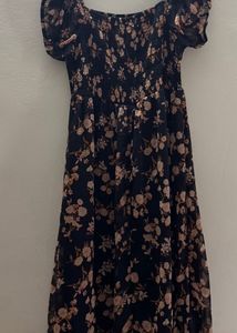 Floral Print Square Neck Midi Dress