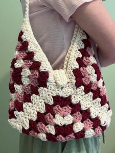 Handmade Crochet Bag with Floral Embellishments