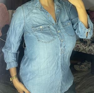 Blue Denim Style Shirt Top