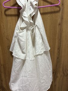 Chic White Tiered Halter Dress