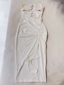 Chic White Ruched Bodycon Dress