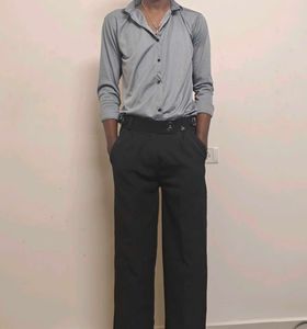 Men's Grey Formal Lycra Shirt