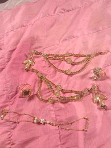 Festive Gold Tone Rhinestone Jewelry