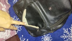 Stylish Black Crossbody Bag with Tan Accents