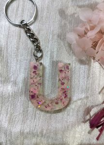 Resin Initial Keychain - U