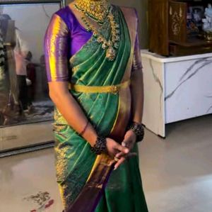 Elegant Green & Purple Pattu Saree